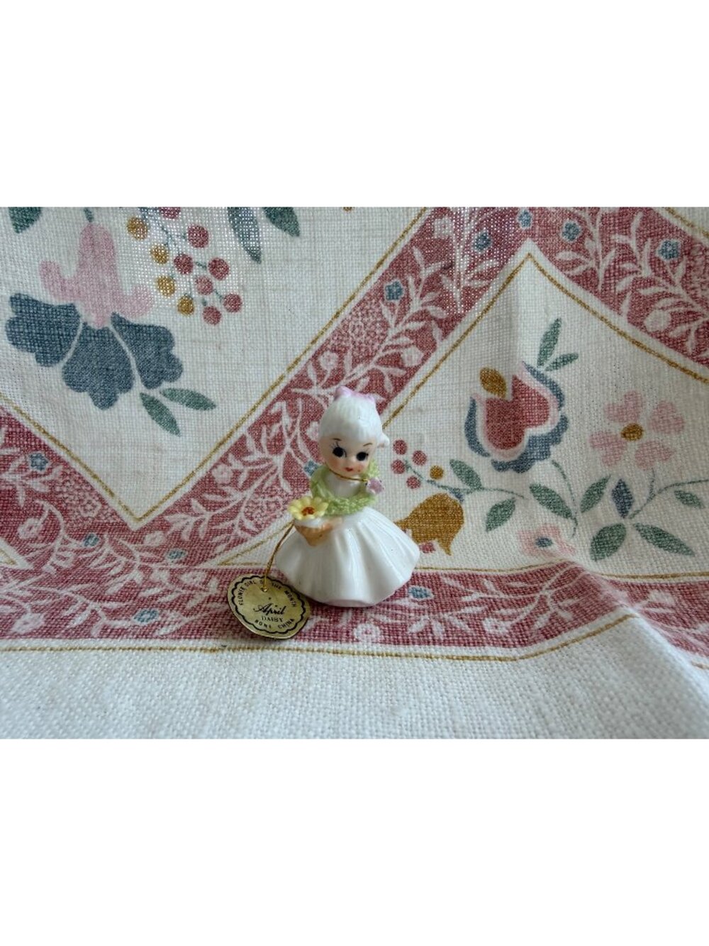 Vintage Napco Flower Girl Of The Month April Miniature Bone China Figurine